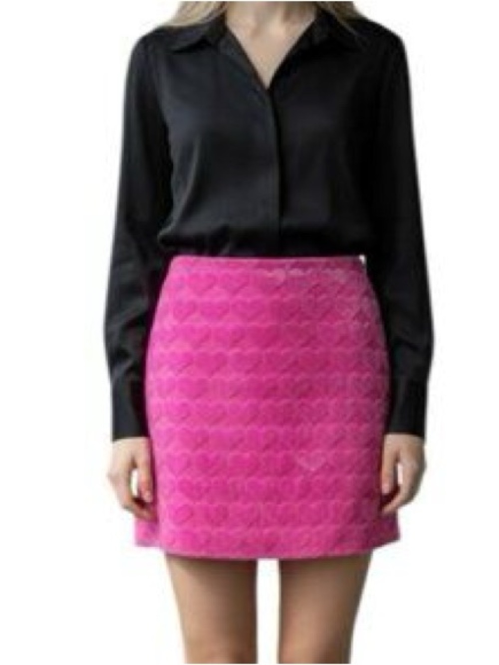 Cupcakes and Cashmere Pink Velvet Heart Mini Skirt Size 6